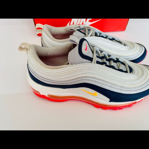 Wmns NIKE Air Max 97 Platinum Navy Orange - Picture 8 of 13